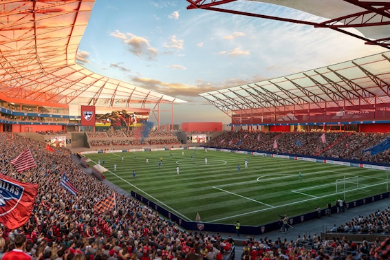 A bleachers view of the Toyota Stadium during a FC Dallas game.