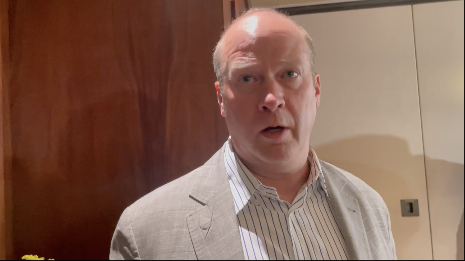 A photo of the FC Dallas owner Dan Hunt speaking about the new stadium